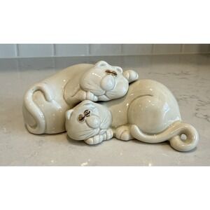 Fitz And Floyd Cat Nap Salt And Pepper Shakers Sleeping Stacking Cats